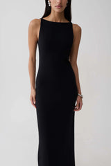 Yura Backless Twist Maxi Dress - Black