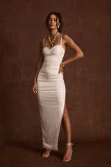 Love Me Tender Satin Corset Maxi Dress
