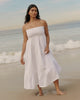 A&F Sydney Smocked Convertible Midi Dress-White