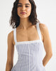 100% Cotton Ruched Neckline Dipped Waist Midi Dress