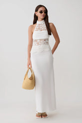 Tessie Knit & Crochet Maxi Dress - Ivory