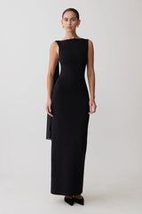 Farid Bandage Maxi Dress With Chiffon - Black