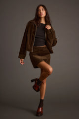 Tavern Mocha Corduroy Mini Skirt