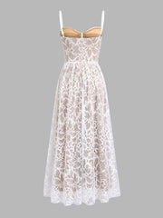 Corset Waist Lace Midi Dress