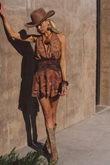Juniper Mocha Floral Mesh Mini Dress