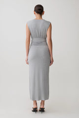 Kura Ruched Modal Sleeveless Midi Dress - Grey Marle