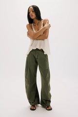 Spotlight Washed Barrel Chino Trousers-Dusty Olive