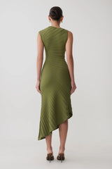 Milasandra Pleated Knit Dress - Olive