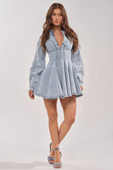 ALL ABOUT MY BUSINESS DENIM MINI DRESS