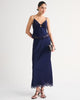 High Rise Satin Maxi Set Skirt-Blue