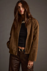 Sienna Brown Vegan Suede Jacket