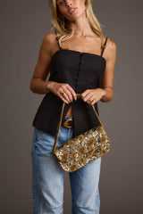 Lucy Brown Beaded Spotted Print Bag