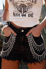 Love Thing Washed Black Denim Shorts
