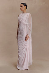 Amandine Ruched Slinky Maxi Dress - Pale Pink