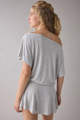 UO Total Eclipse Draped Jersey Knit Off-The-Shoulder Mini Dress