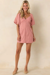 MINKPINK Paloma Coral Pink Stripe Cotton Linen Mini Dress