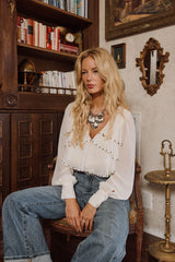 Alyssa Ivory Studded Blouse