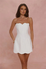 Dewdrop Dreams Strapless Mini Dress White