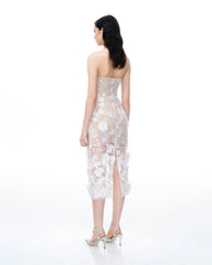 Lysandra 3D Floral Embroidered Maxi Dress - White