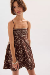 Sun Chaser Mini Dress-Brown Combo