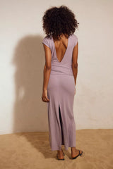 Good Feels Cap-Sleeve Maxi Dress-Cool Violet