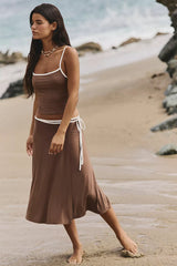 Opal Skirt Set-Brown Combo
