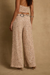 Clear Breeze Champagne Sequin Pants