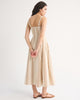 100% Cotton A&F Bra-Free Dylan Midi Dress-Tan Stripe