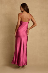 Mirabella Fuchsia Satin Maxi Dress