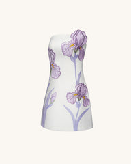 Iris Floral Print Strapless Dress - White