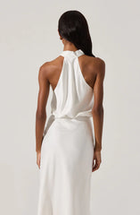 Jelyn Satin Midi Dress-Ivory