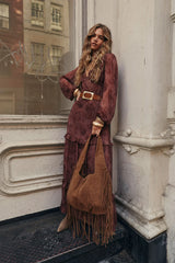 Brissa Fringe Faux Suede Bag