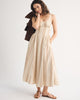 100% Cotton A&F Bra-Free Dylan Midi Dress-Tan Stripe