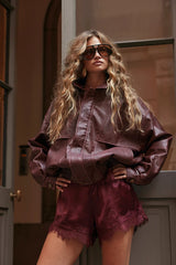 Una Mulberry Satin Shorts