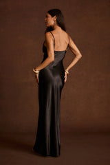 Mirabella Black Satin Maxi Dress