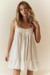 Heart Eyes Cotton Mini Dress-Ivory