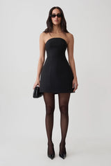 Jenna Long Sleeve Mini Dress With Detachable Shirt - Black/White