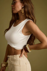 Malorie White Sleeveless Cropped Top