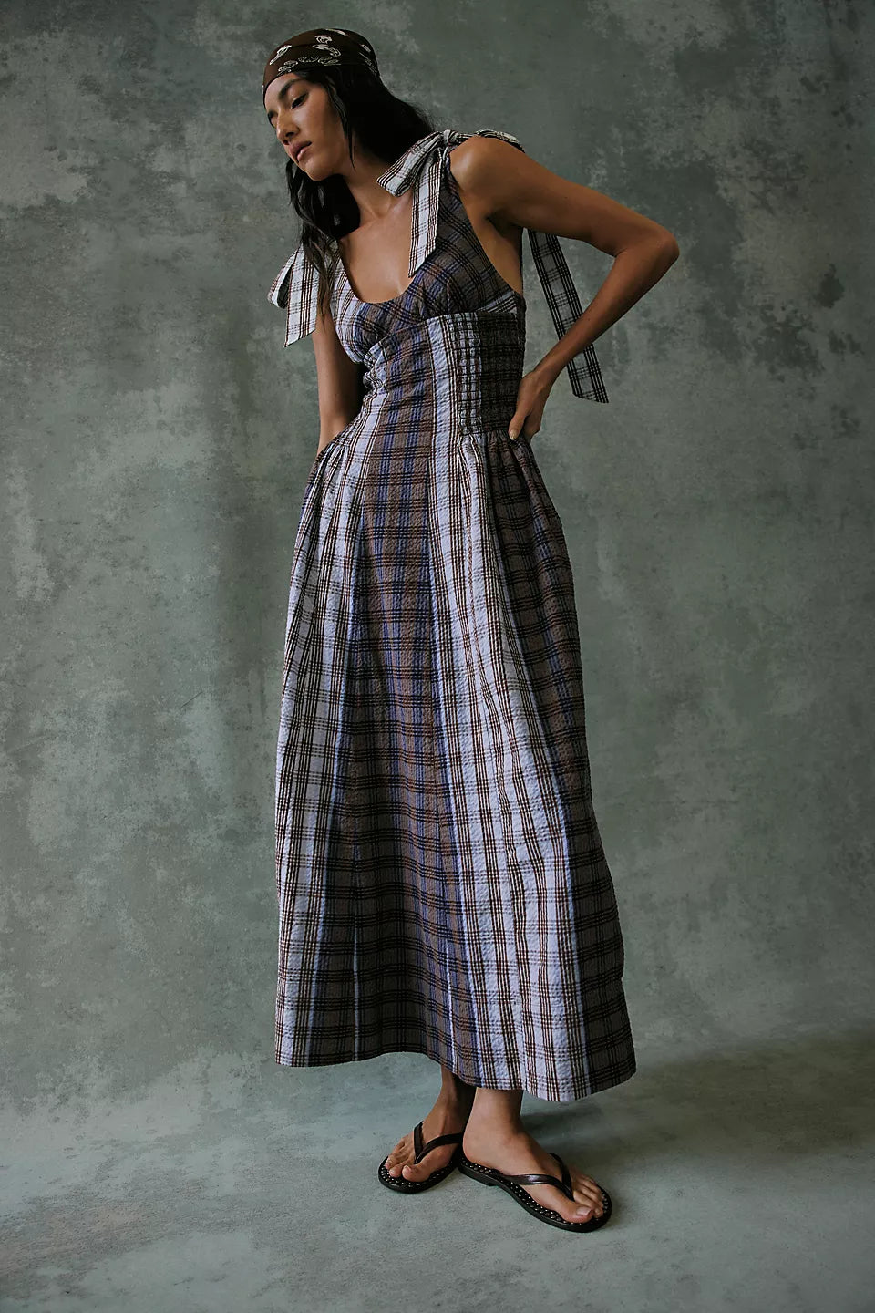 Sunray Midi Dress-Navy Combo