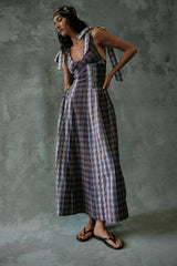 Sunray Midi Dress-Navy Combo