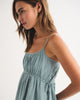 Ruched Channeled Skort-Green Plaid