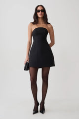 Jenna Long Sleeve Mini Dress With Detachable Shirt - Black/White