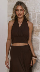 Taylin Halter Neck Top - Brown