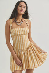 Laurel Plaid Mini Dress-Neutral Comb