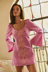 Spring Fling Mini Dress-Pale Orchid Combo