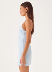 Samaria Halter Mini Dress - Blue