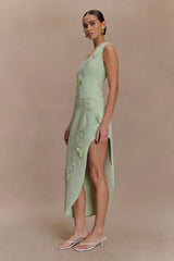 Virginia Suiting Embroidered Midi Dress - Sage