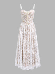 Corset Waist Lace Midi Dress