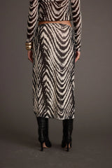 Taryn Zebra Mesh Midi Skirt
