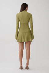 Adena Pointelle Knit Mini Dress - Olive